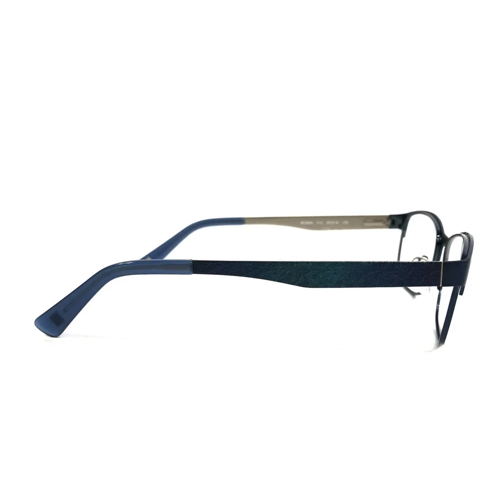 Marchon NYC Petite Eyeglasses Frames ROSEN 412 Blue Silver Rectangle 50-16-135